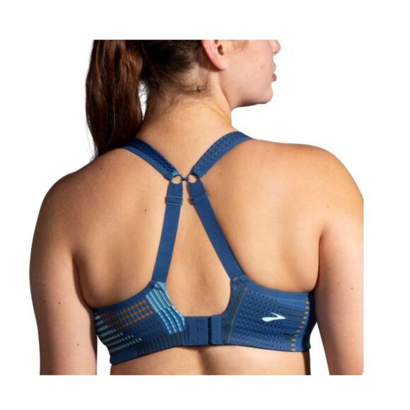 NEW Brooks Drive Convertible Run Bra Blue Motion Print, Size 32D, Women’s NWT - Picture 2 of 6